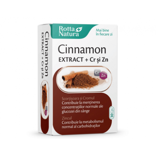 Cinnamon EXTRACT + Crom și Zinc ,30 cps Cinnamon EXTRACT + Crom și Zinc ,30 cps