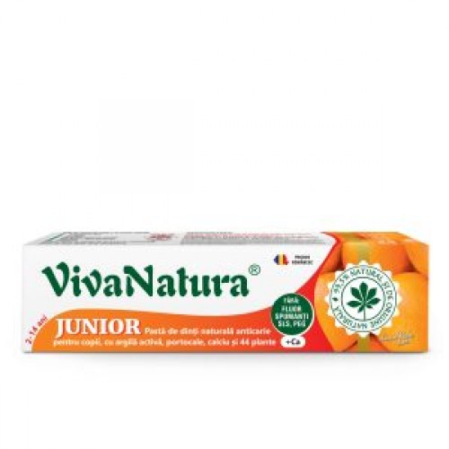 Junior Portocale – pasta de dinti naturală pentru copii cu argila si portocale, fara fluor, 80 ml – Leonard Radutz formula – VivaNatura Junior Portocale – pasta de dinti naturală pentru copii cu argila si portocale, fara fluor, 80 ml – Leonard Radutz formula – VivaNatura
