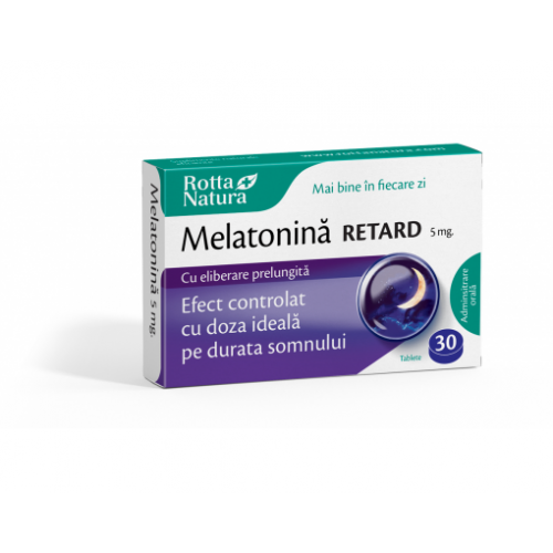 Melatonină Retard 5 mg. cu efect prelungit pe toată durata somnului ,30 tbl. Melatonină Retard 5 mg. cu efect prelungit pe toată durata somnului ,30 tbl.