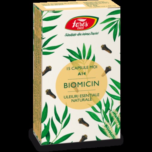 Biomicin, A14, 15 capsule moi Antibacterian natural cu spectru larg Biomicin, A14, 15 capsule moi Antibacterian natural cu spectru larg