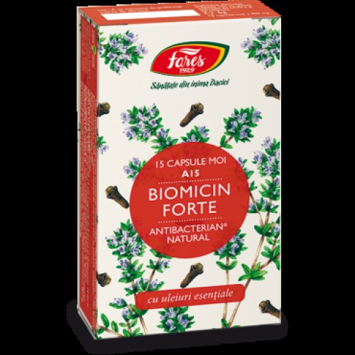 Biomicin Forte, A15, 15 capsule moi Antibacterian natural Biomicin Forte, A15, 15 capsule moi Antibacterian natural