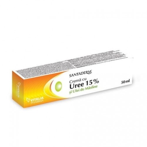 Crema cu uree 15% si ulei de masline Santaderm, 50 ml, Vitalia Crema cu uree 15% si ulei de masline Santaderm, 50 ml, Vitalia