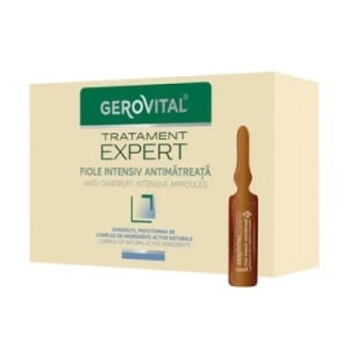 Fiole Antimătreață - Tratament Intensiv pentru mătreață uscată sau grasă, Gerovital Tratament Expert, 10 fiole x 10 ml